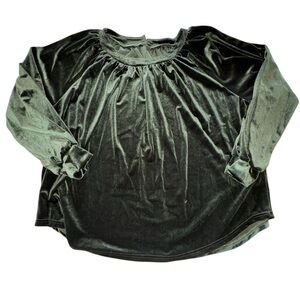 NWT Elegant Velvet Long Sleeve Top Green L